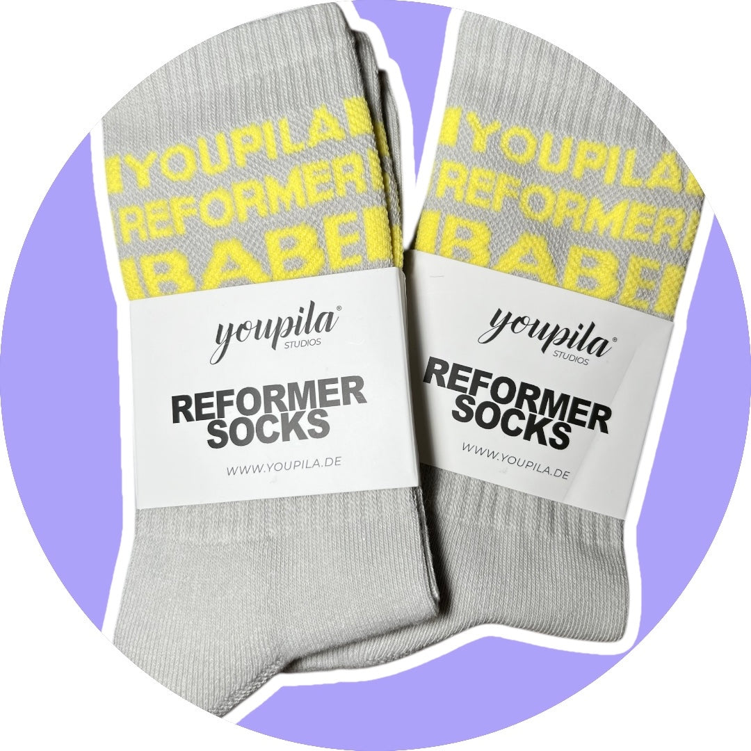 REFORMER Grip Socks (Yellow On Grey)