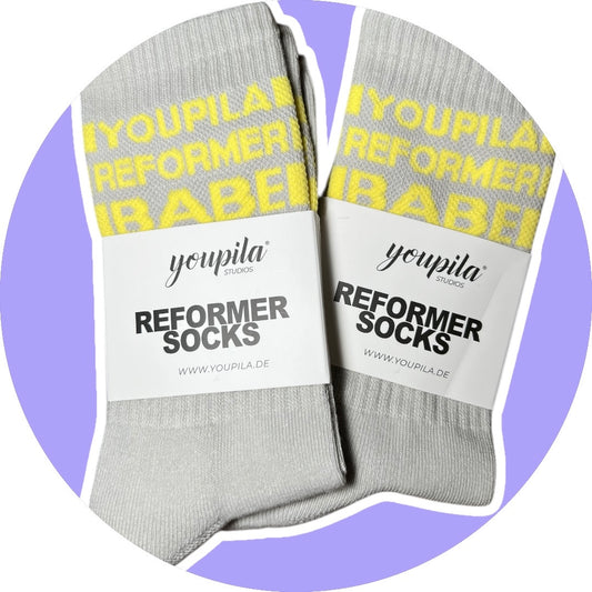 REFORMER Grip Socks (Yellow On Grey)