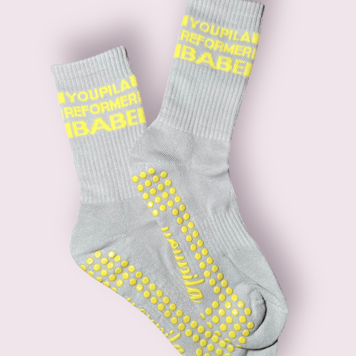 REFORMER Grip Socks (Yellow On Grey)