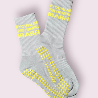 REFORMER Grip Socks (Yellow On Grey)