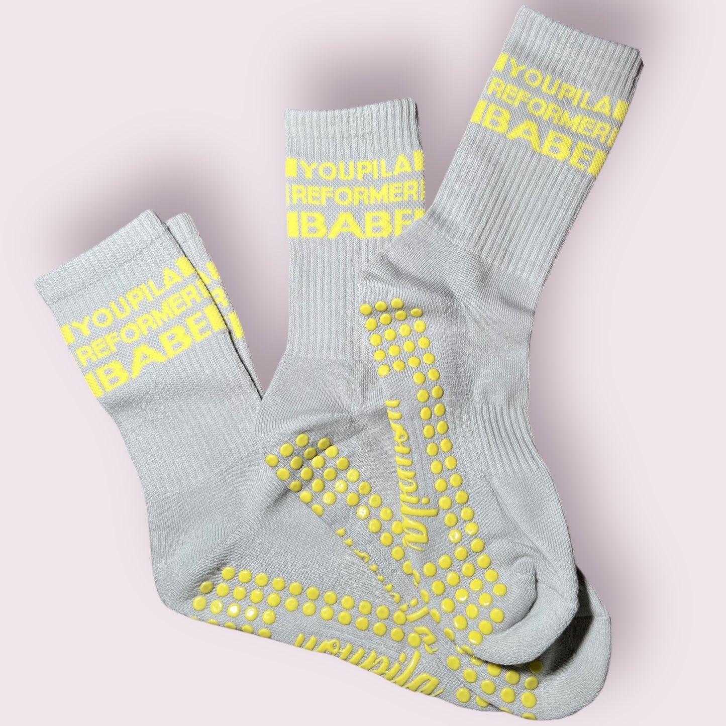REFORMER Grip Socks (Yellow On Grey)